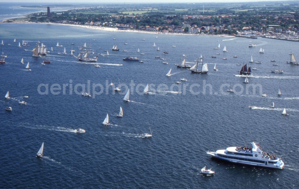 Kiel from the bird's eye view: Windjammer parade on the Kiel Fjord in Schleswig-Holstein