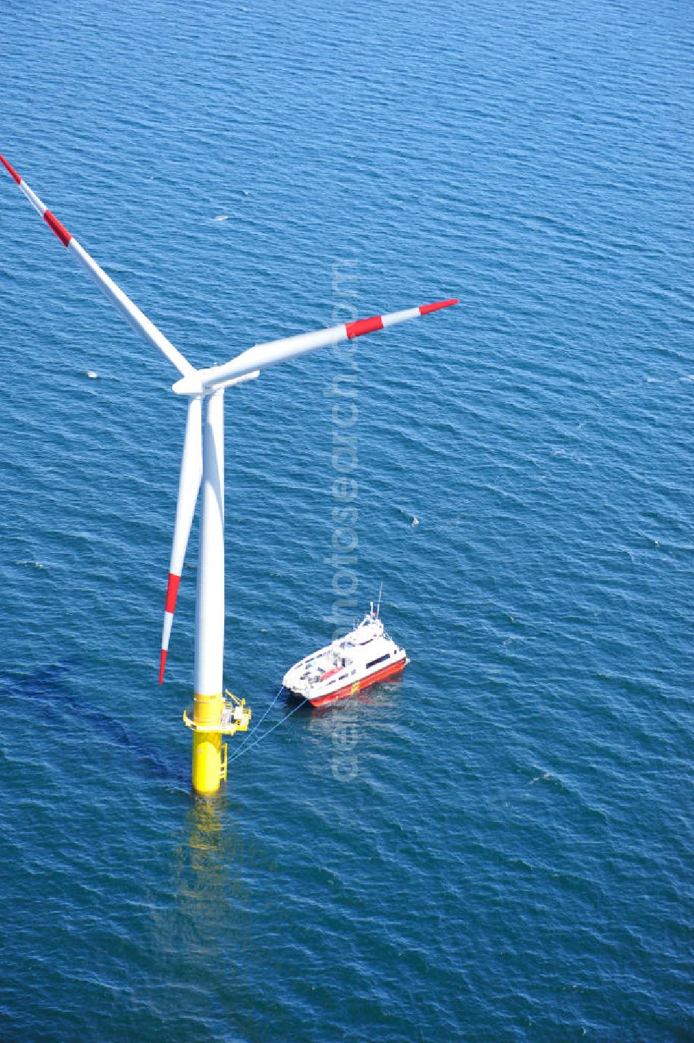 Aerial photograph Zingst - Windräder / Windradanlage / Windpark / Windkraftanlage EnBW Baltic 1 in der Ostsee in Mecklenburg-Vorpommern. Ein Projekt der EnBW Erneuerbare Energien GmbH und der Siemens Wind Power AJS. Wind turbines / offshore wind farm / Wind power station EnBW Baltic 1 in the Baltic See in Mecklenburg-Western Pomerania.