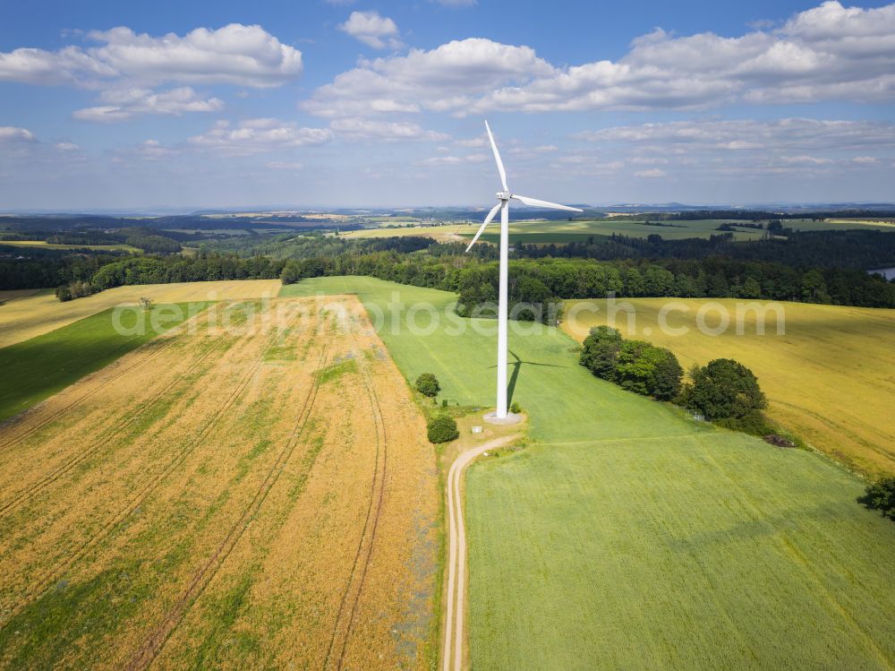 Klingenberg from above - Wind turbine in Klingenberg in the state of Saxony, Germany