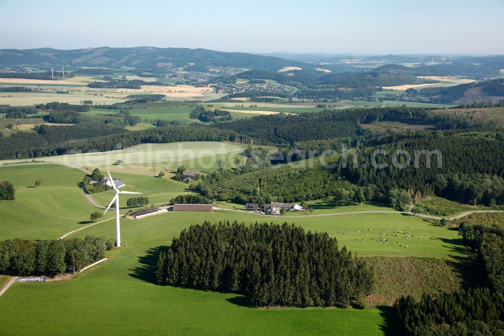 Neuenrade from the bird's eye view: View of a wind power plant in Neuenrade in the state North Rhine-Westphalia