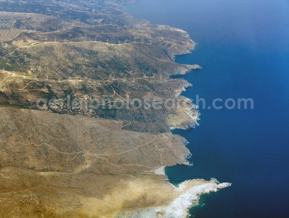 Aerial photograph Steno Kafirea - Wind turbines on the island of Evia in Greece