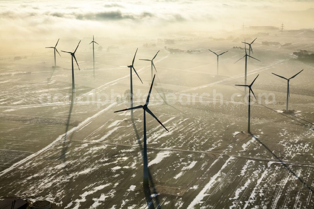 Aerial photograph Brilon - Wind turbines of the wind farm at Madfeld in Brilon in North Rhine-Westphalia