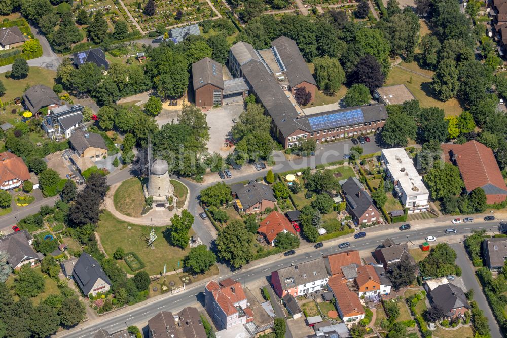 Aerial image Ennigerloh - Historic windmill on street Ennigerstrasse in Ennigerloh in the state North Rhine-Westphalia, Germany