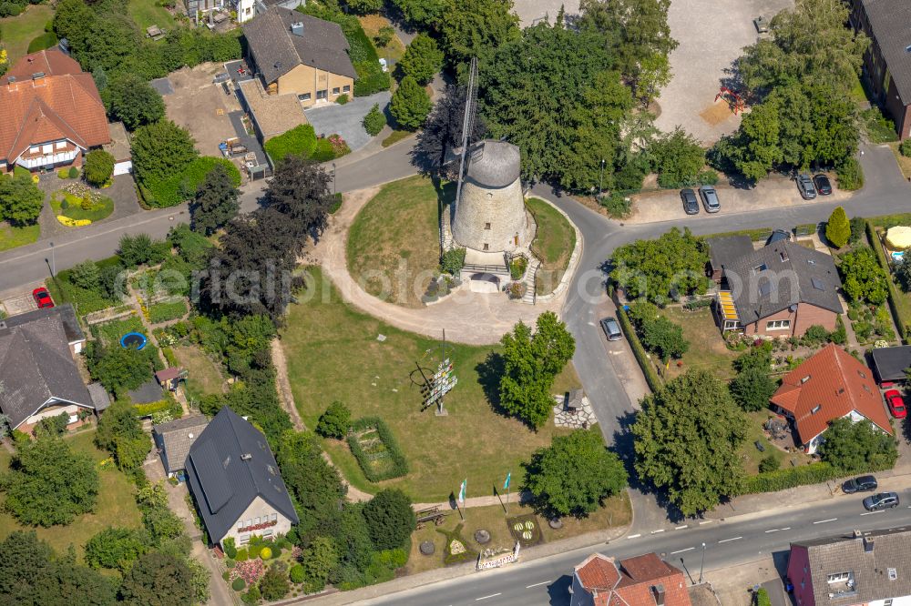 Ennigerloh from above - Historic windmill on street Ennigerstrasse in Ennigerloh in the state North Rhine-Westphalia, Germany