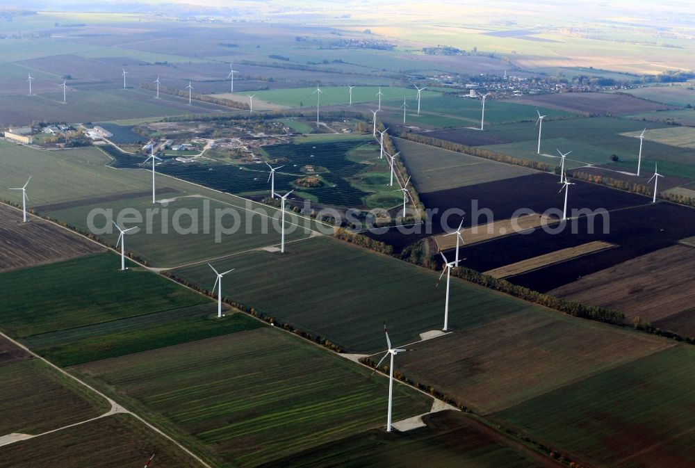 Aerial image Eckolstädt - Windfarm at Eckolstädt in Thuringia