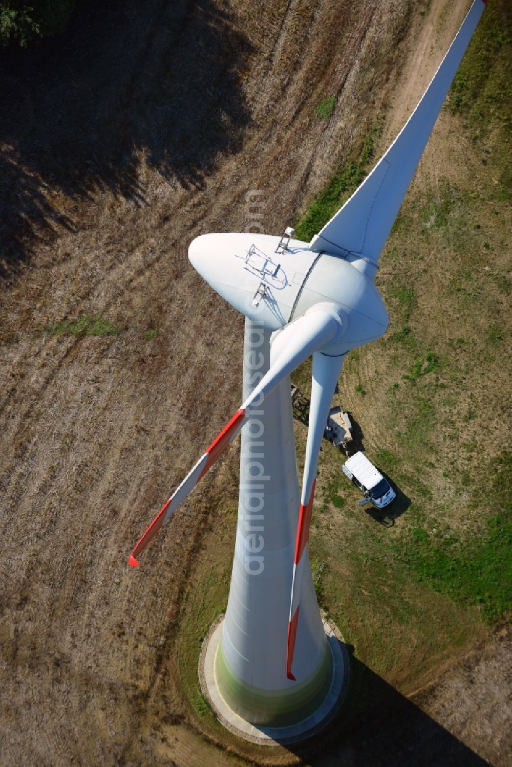 Aerial photograph Nauen - View of the wind farm Nauen, a wind turbine field to plate the Nauen in Brandenburg