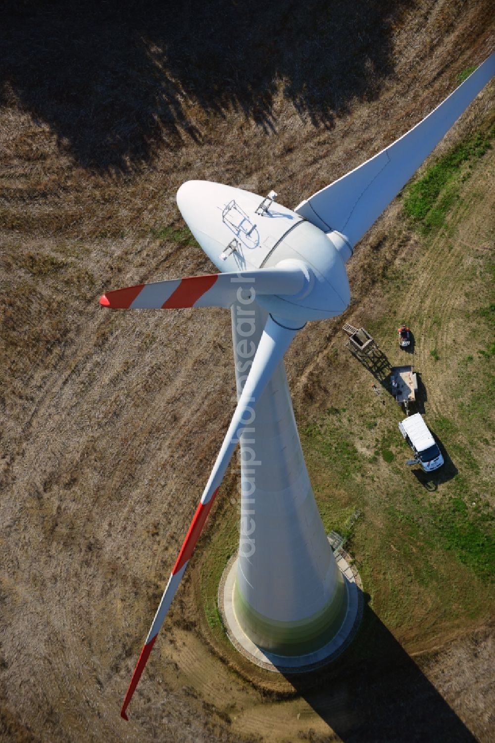 Nauen from above - View of the wind farm Nauen, a wind turbine field to plate the Nauen in Brandenburg