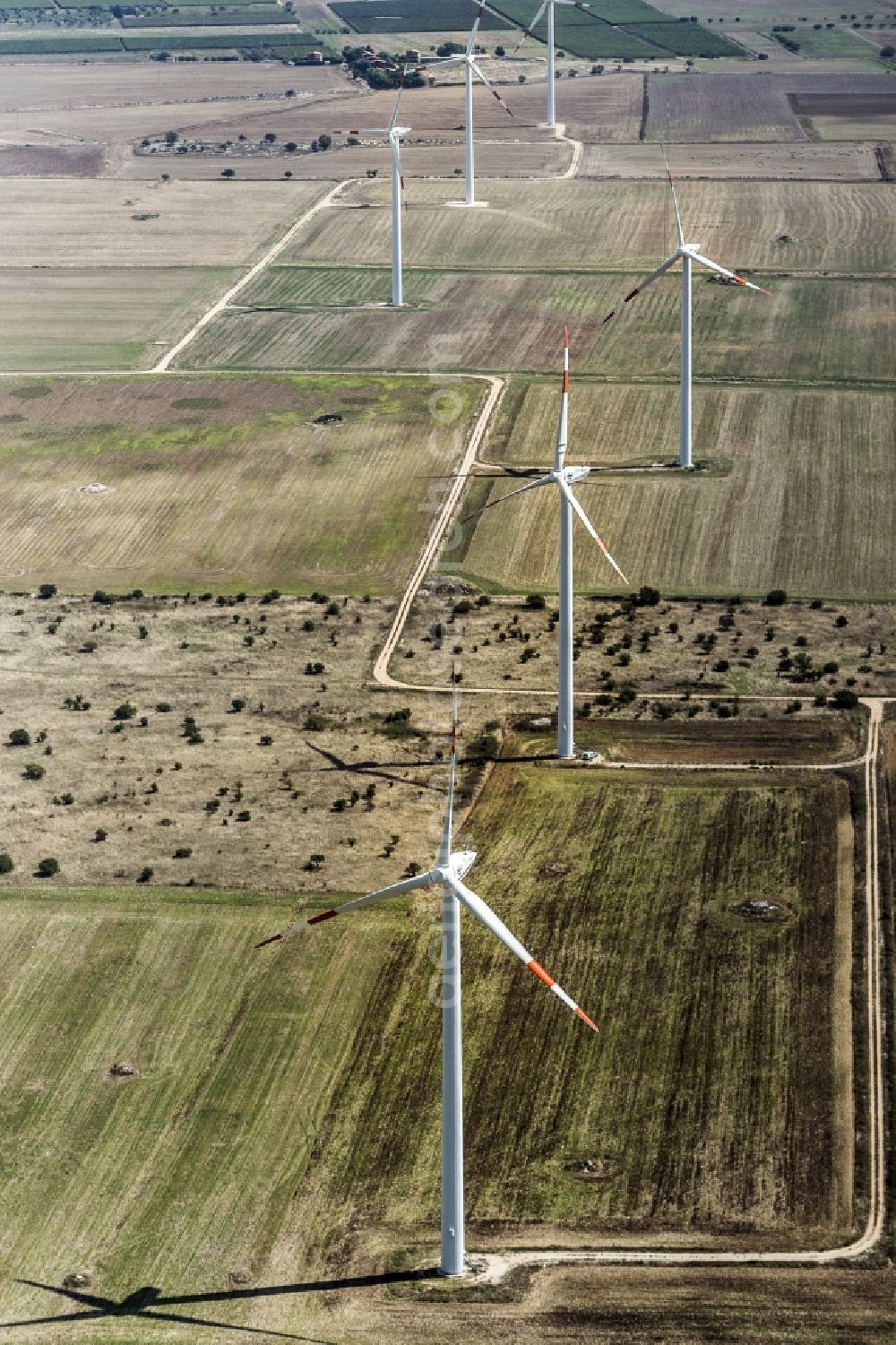 Foggia from the bird's eye view: Wind turbine in Foggia destrict Apulia in Italy