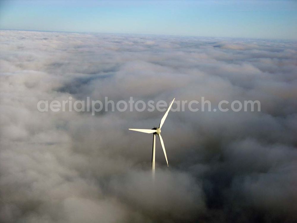 Aerial image Schmallenberg - 24.11.2004 Schmallenberg, Windradanlagen im Frühnebel westlich von Schmallenberg.