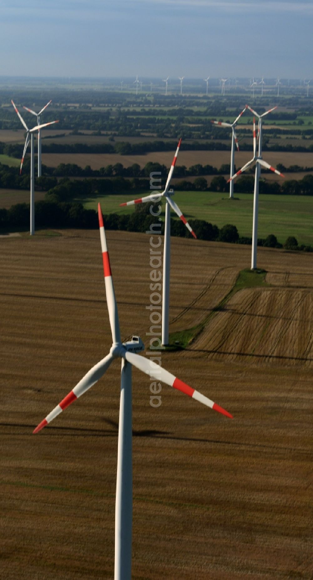 Aerial image Triglitz - Wind turbine on fields at Triglitz in Brandenburg