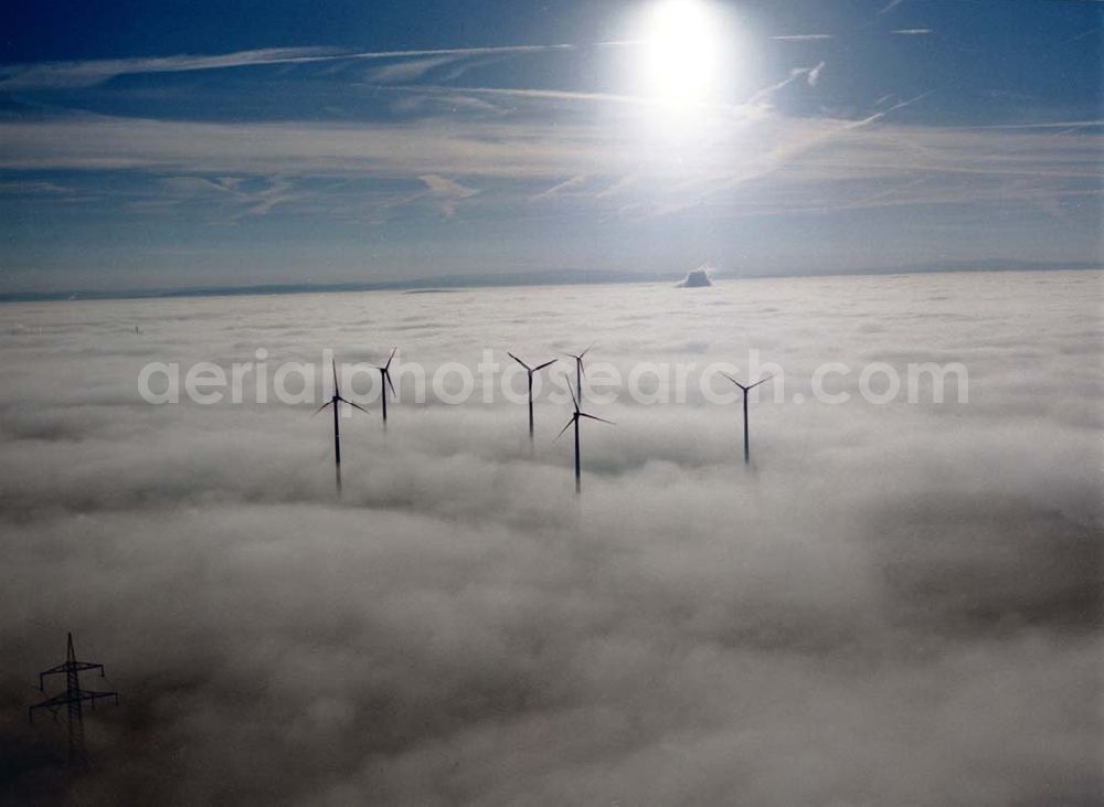 Aerial image Wunsiedel - 30.09.2002 Windräder in den Wolken Wunsiedel in Bayern