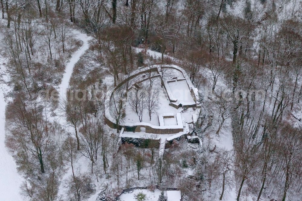 Essen from above - Winter - landscape of ruins in New Isenburg Bredeney district in Essen in North Rhine-Westphalia