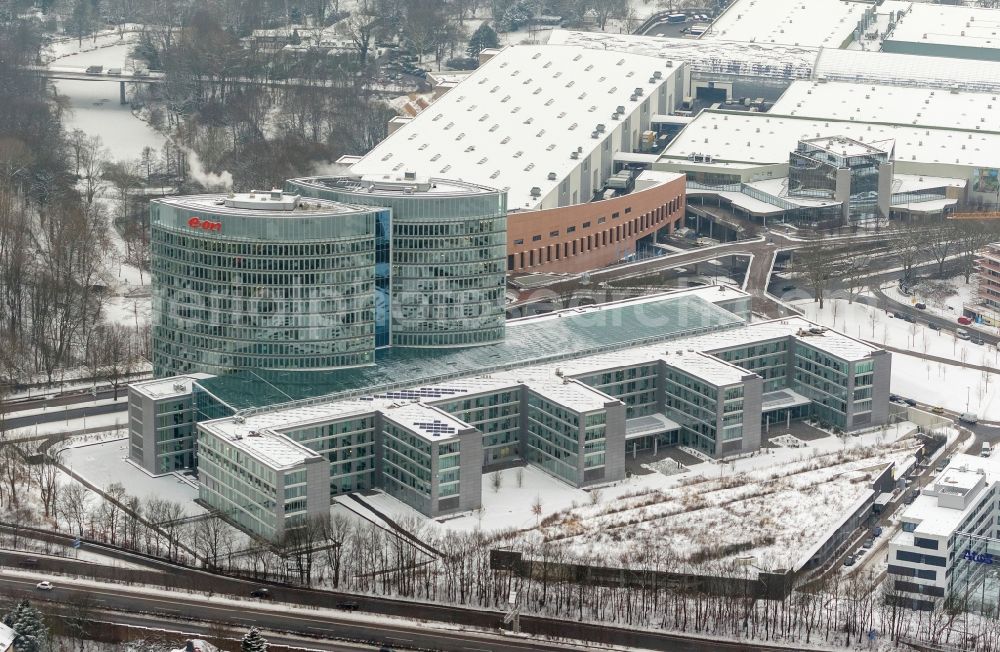 Essen OT Ruettenscheid from above - Building the EON Ruhrgas Headquarters Essen