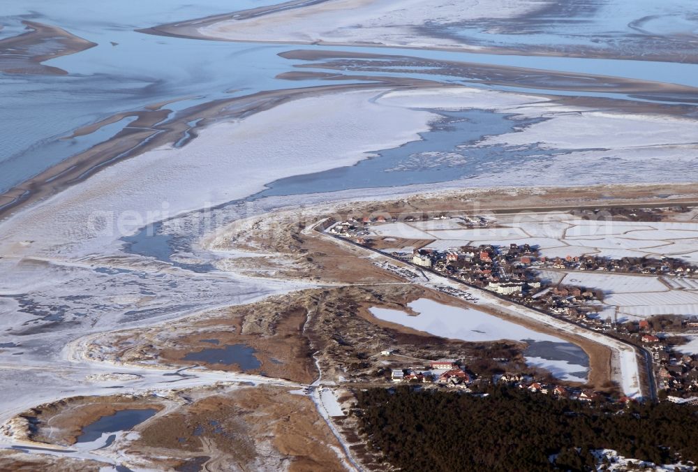 Aerial image Sankt Peter-Ording - Winter with snow in St. Peter-Ording in Schleswig-Holstein