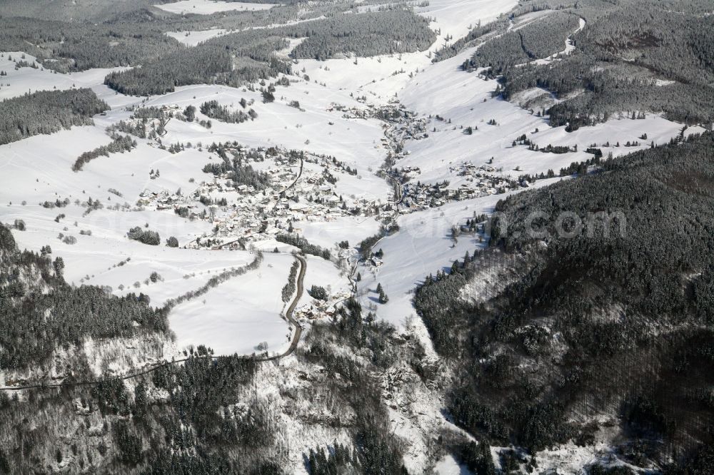 Aerial photograph Todtnau - Snow covered district Todtnauberg in the Black Forest in Todtnau in the state Baden-Wuerttemberg