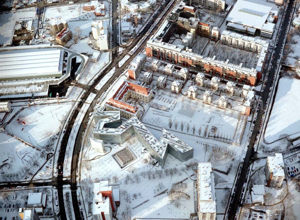 Berlin - Kreuzberg from the bird's eye view: Winteransicht vom fertigen Neubau des Jüdischen Museums an der Lindenstraße in Berlin - Kreuzberg.