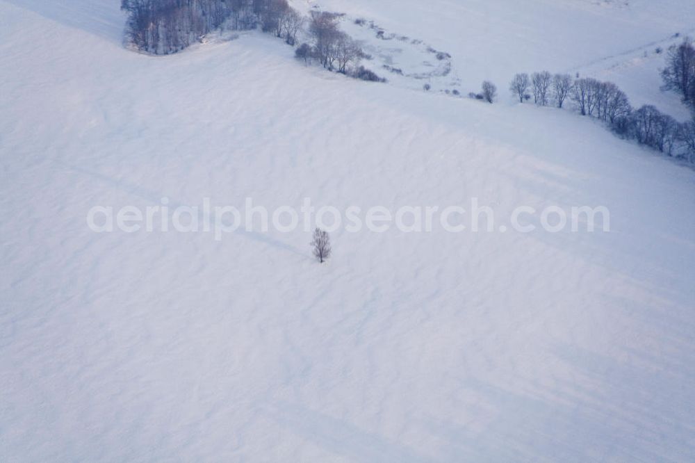 Aerial photograph Tutow - Winterlandschaft in Mecklenburg-Vorpommern in der Abendsonne.