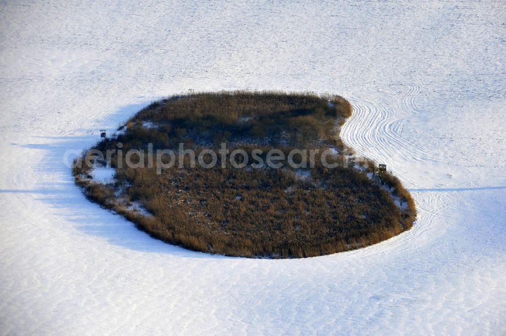 Aerial image Frankenfelde - Blick auf winterlich verschneite Felder im brandenburgischen Frankenfelde. Views of wintry, snowy fields in Frankenfelde.