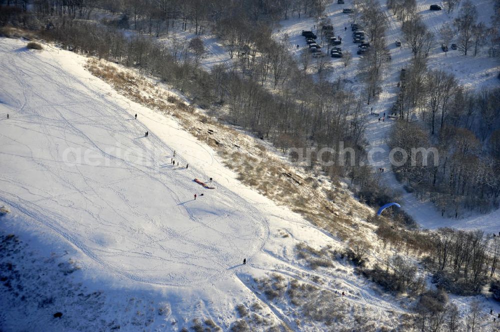 Berlin from above - Winterlandschaft am Rodelberg am Teufelsberg in Berlin. Winter landscape on the sledding hill at Devil's Mountain in Berlin.