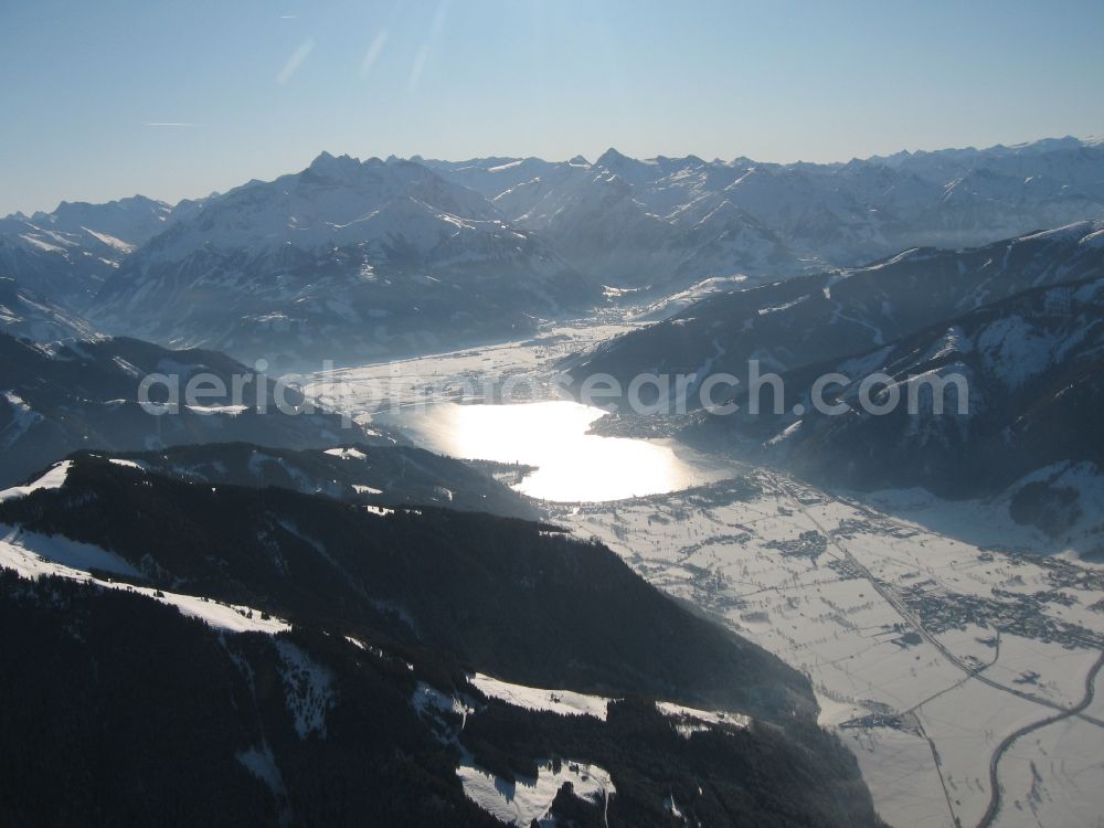 Aerial image Zell am See - City and lake in Zell am See in Austria