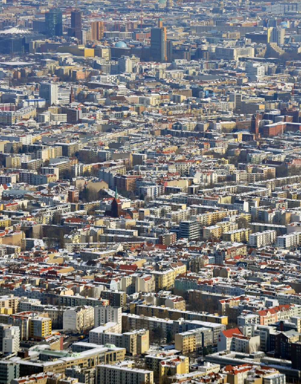 Berlin from above - Winter snow covered neighborhoods in the Berlin district of Charlottenburg - Wilmersdorf