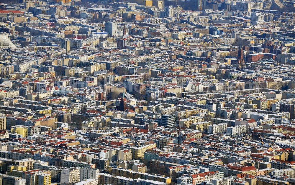 Aerial photograph Berlin - Winter snow covered neighborhoods in the Berlin district of Charlottenburg - Wilmersdorf