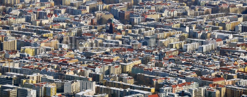 Berlin from above - Winter snow covered neighborhoods in the Berlin district of Charlottenburg - Wilmersdorf