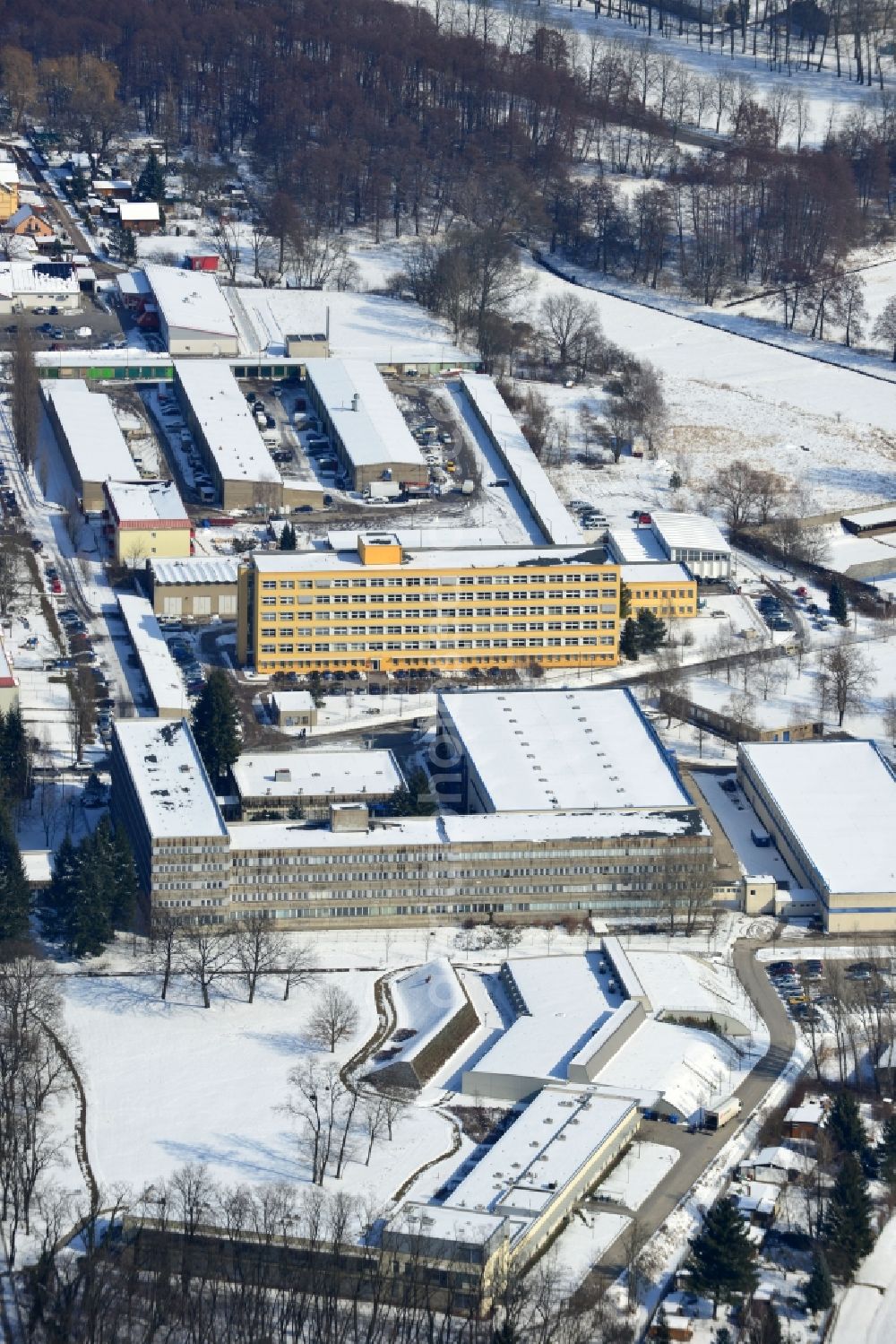 Hoppegarten from the bird's eye view: View of headquarters of the country office for construction and traffic - LBV in Hoppegarten in Brandenburg