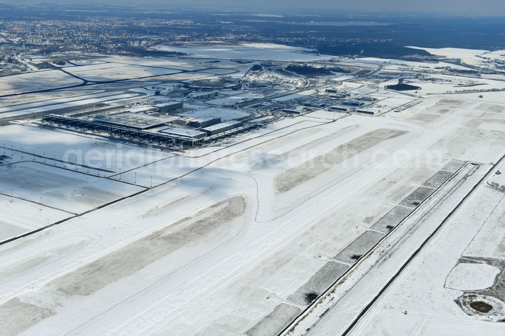 Aerial image Schönefeld - Site of the new airport BER / BBI AIRPORT BERLIN BRANDENBURG Willi Brandt in Schönefeld in Brandenburg. The new terminal is in the south of the airport Berlin -Schoenefeld quality built