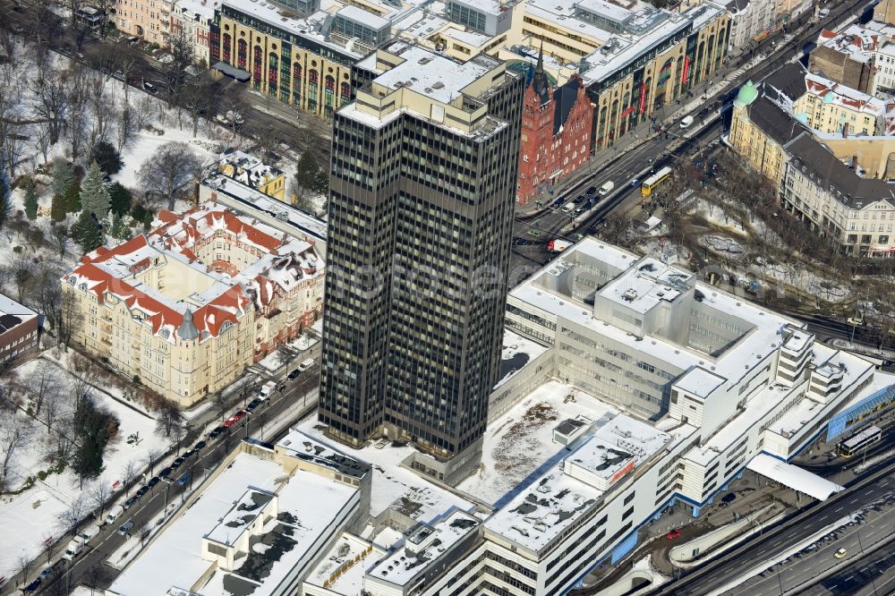 Berlin from above - View of the Steglitzer Kreisel, a building complex with an office tower in Berlins district of Steglitz