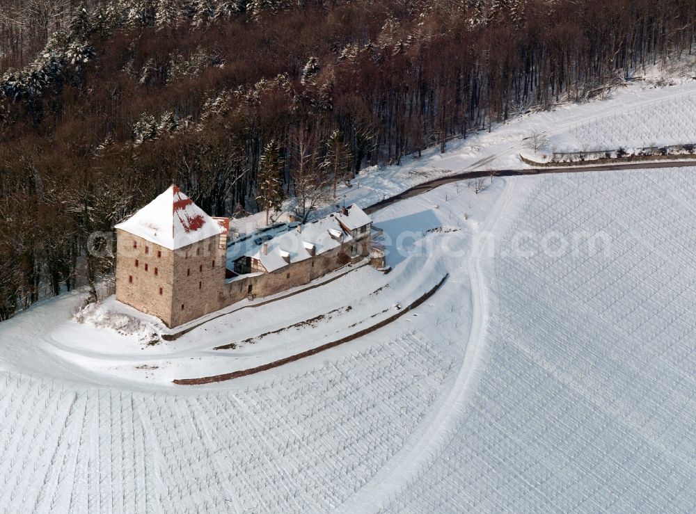 Aerial photograph Abstatt - Wintry snowy Wildeck Castle, also called Castle Wildeck nearAbstatt in Baden-Württemberg