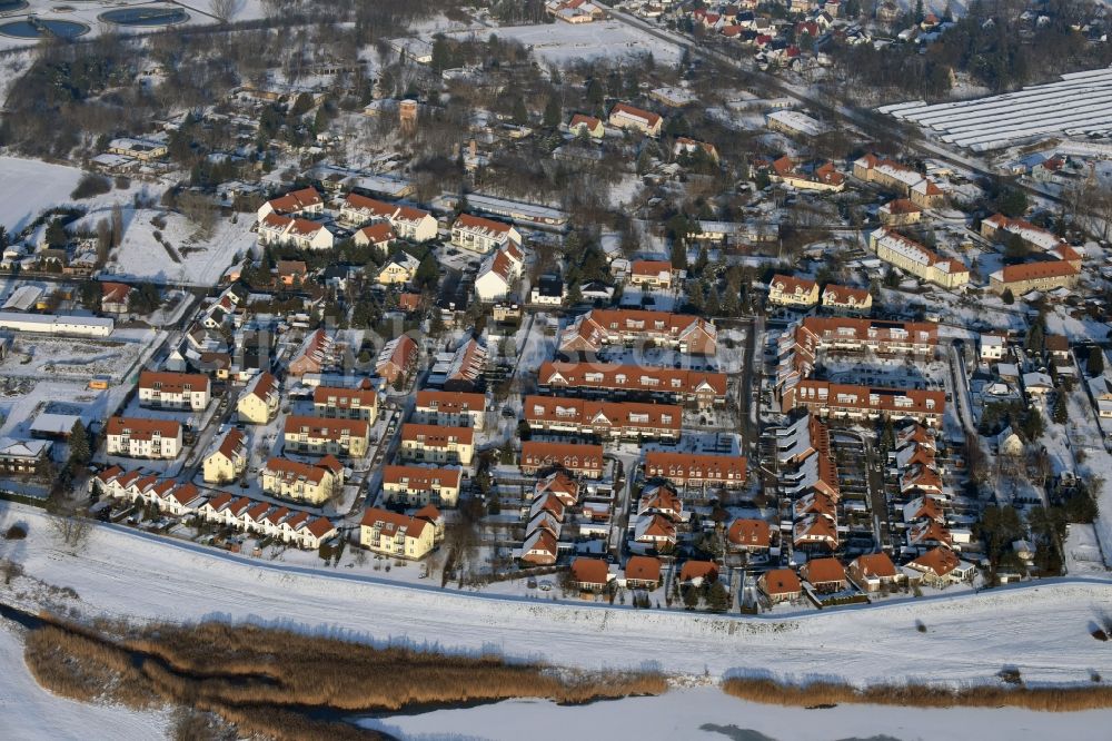 Aerial image Gerwisch - Wintry snowy village view in Gerwisch in the state Saxony-Anhalt