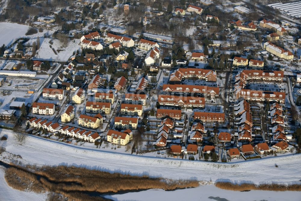 Aerial photograph Gerwisch - Wintry snowy village view in Gerwisch in the state Saxony-Anhalt