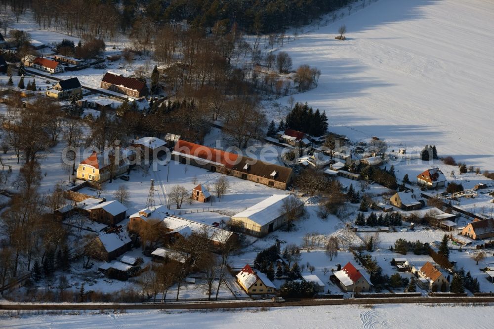 Pietzpuhl from above - Wintry snowy village view in Pietzpuhl in the state Saxony-Anhalt