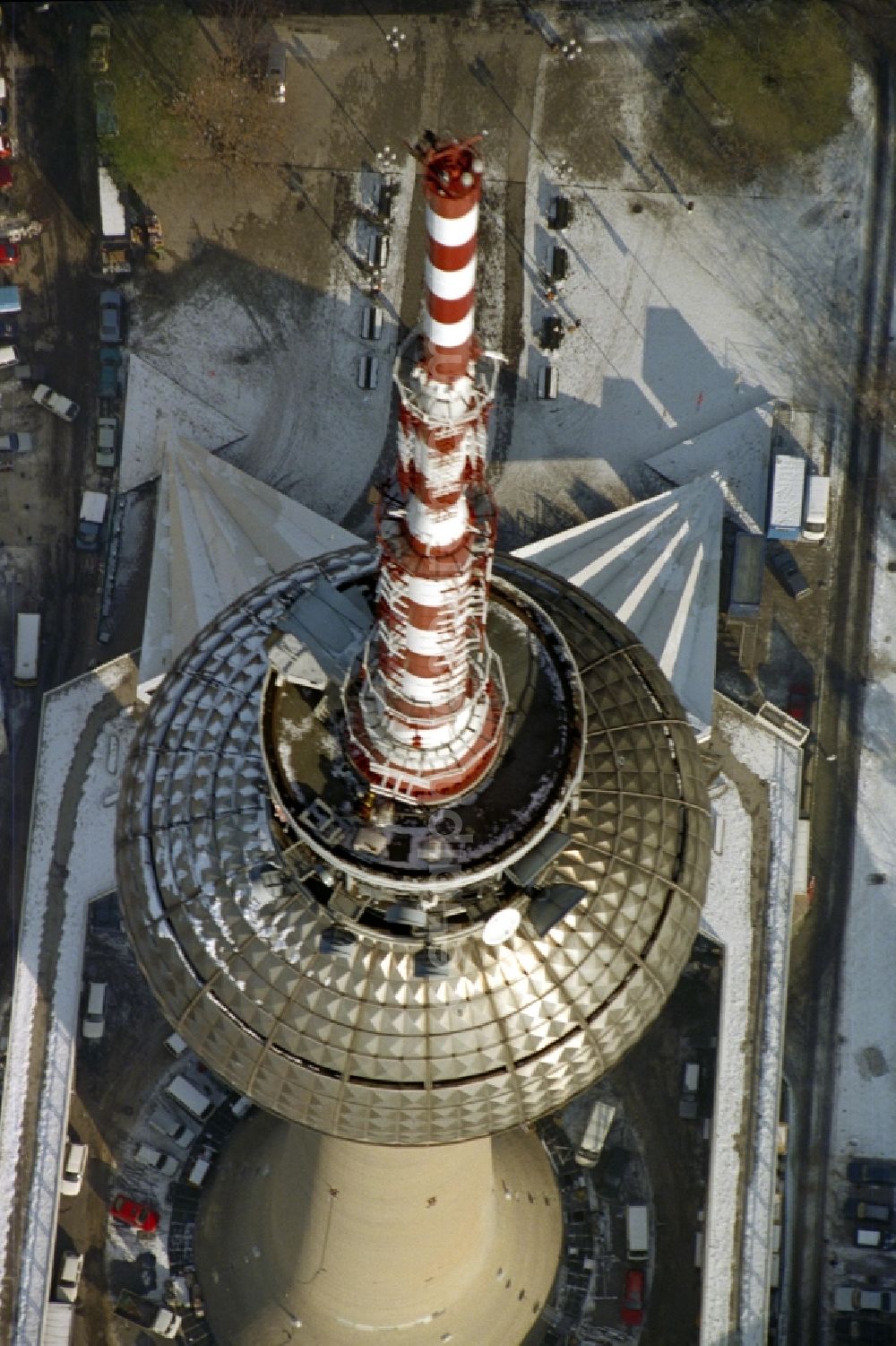 Berlin from above - Wintry snowy Television Tower ... in Berlin in Germany