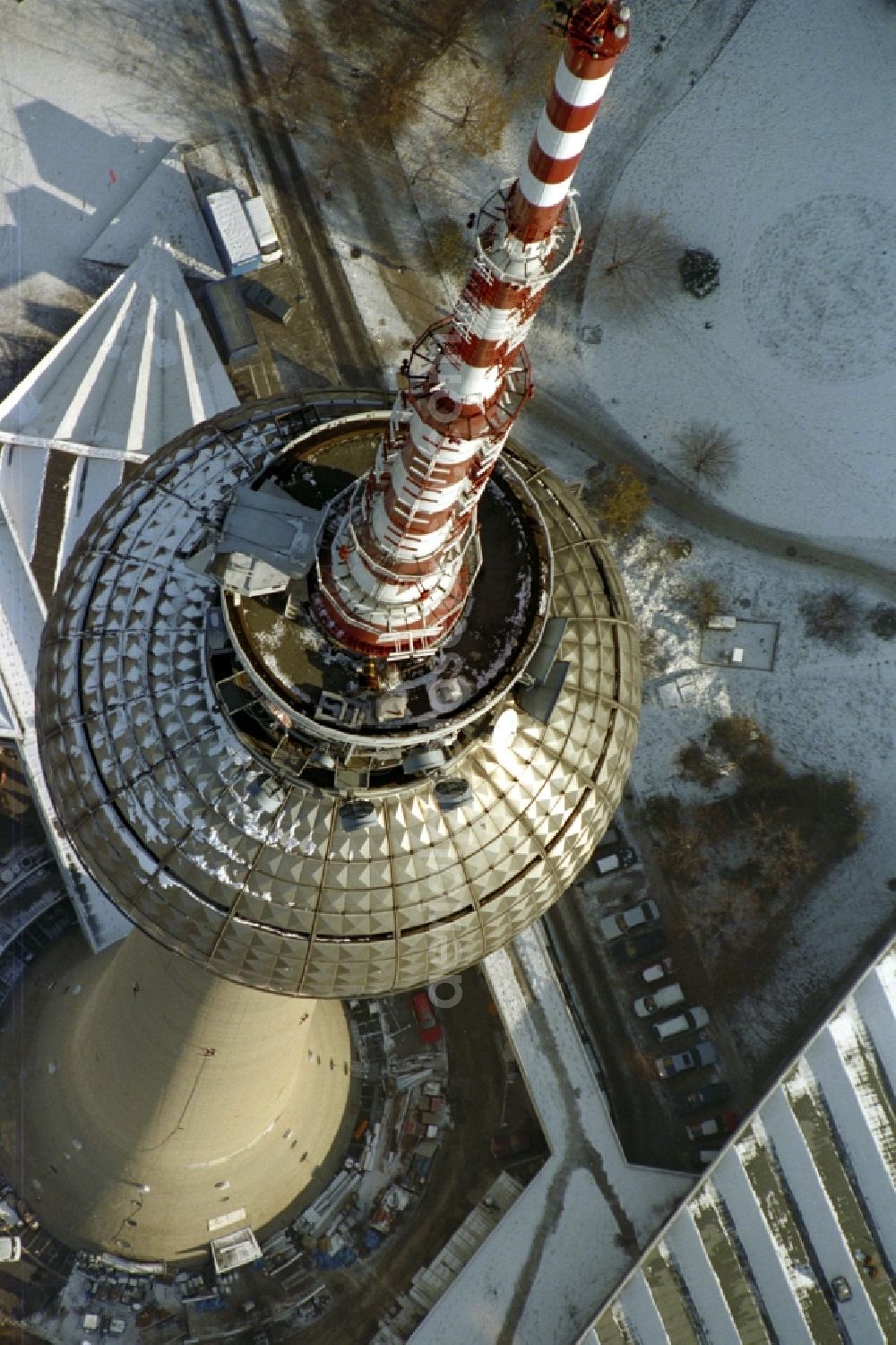 Aerial image Berlin - Wintry snowy Television Tower ... in Berlin in Germany