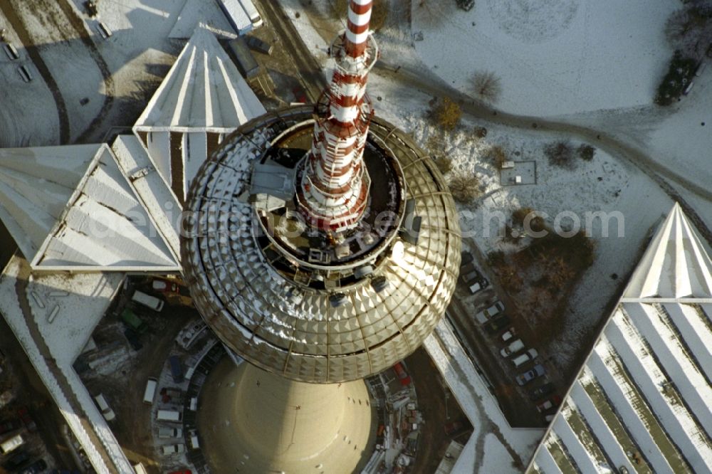 Berlin from the bird's eye view: Wintry snowy Television Tower ... in Berlin in Germany