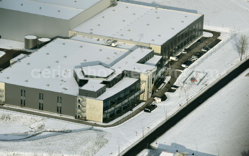 Aerial photograph Hoppegarten - View of the new construction of the Europazentrale Clinton in Hoppegarten in the state of Brandenburg