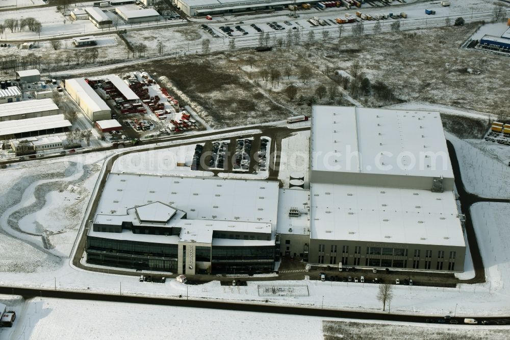 Aerial image Hoppegarten - View of the new construction of the Europazentrale Clinton in Hoppegarten in the state of Brandenburg