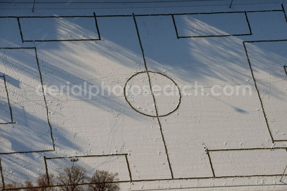 Magdeburg from the bird's eye view: Football stadium of the football club Post SV on Spielhagenstrasse in Magdeburg in the state Saxony-Anhalt