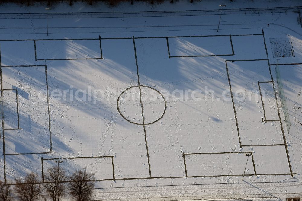 Aerial image Magdeburg - Football stadium of the football club Post SV on Spielhagenstrasse in Magdeburg in the state Saxony-Anhalt