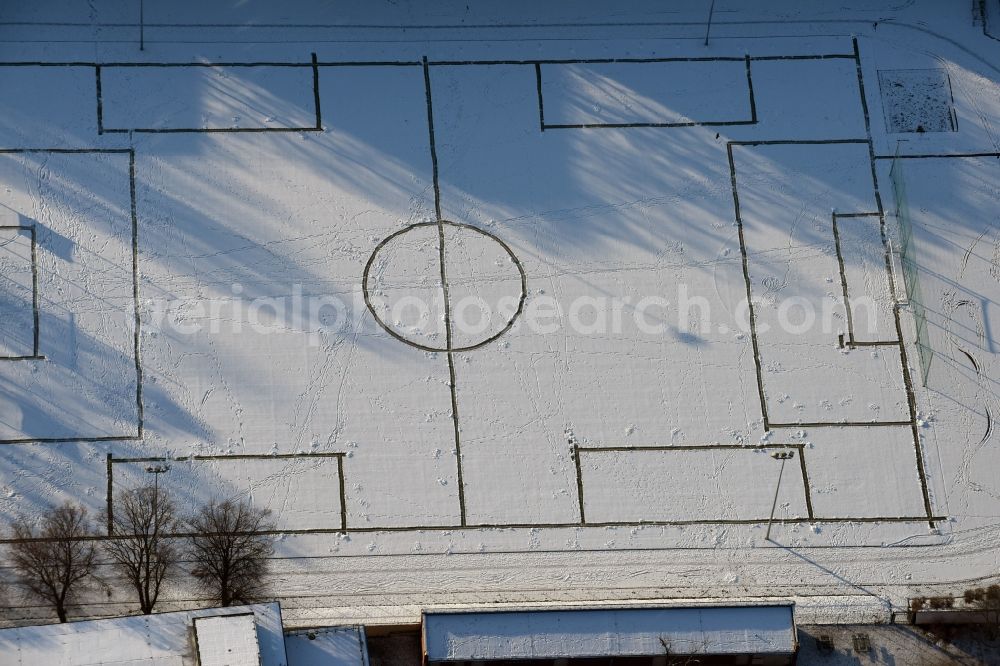 Aerial photograph Magdeburg - Football stadium of the football club Post SV on Spielhagenstrasse in Magdeburg in the state Saxony-Anhalt