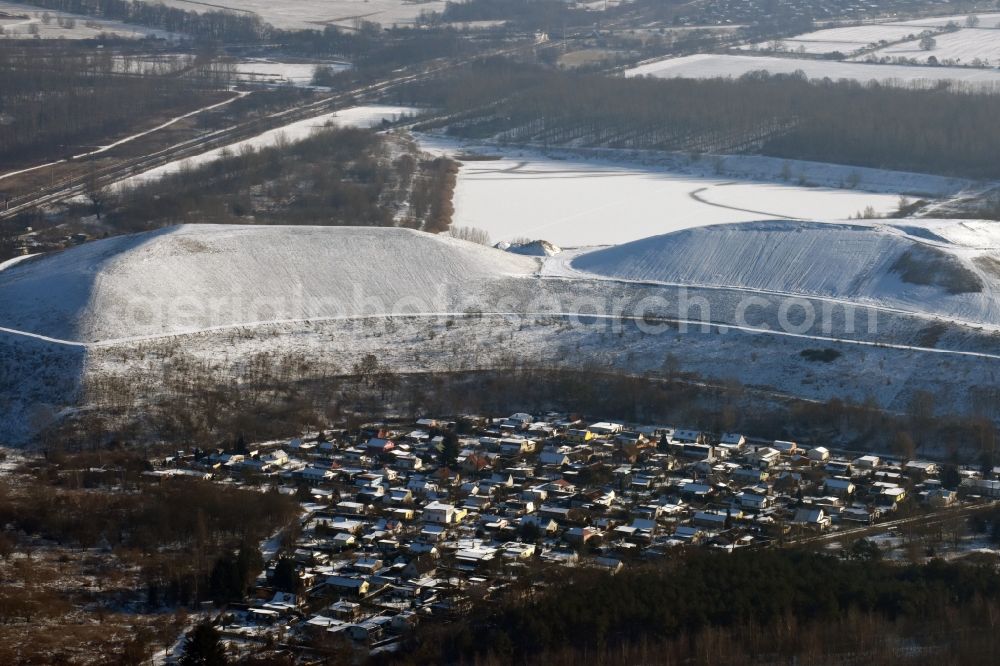 Aerial image Berlin - Wintry snowy site of heaped landfill in Berlin in Germany