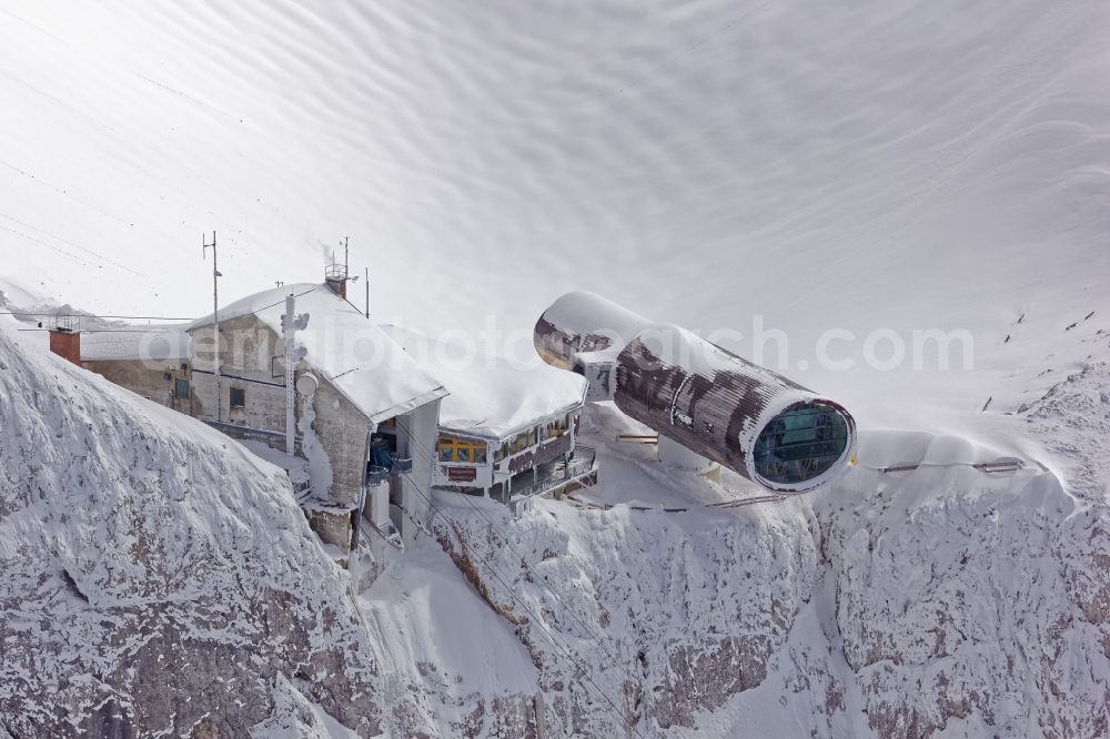 Aerial photograph Mittenwald - Mountain station and telescope on Karwendelbahn in Mittenwald in the state Bavaria, Germany