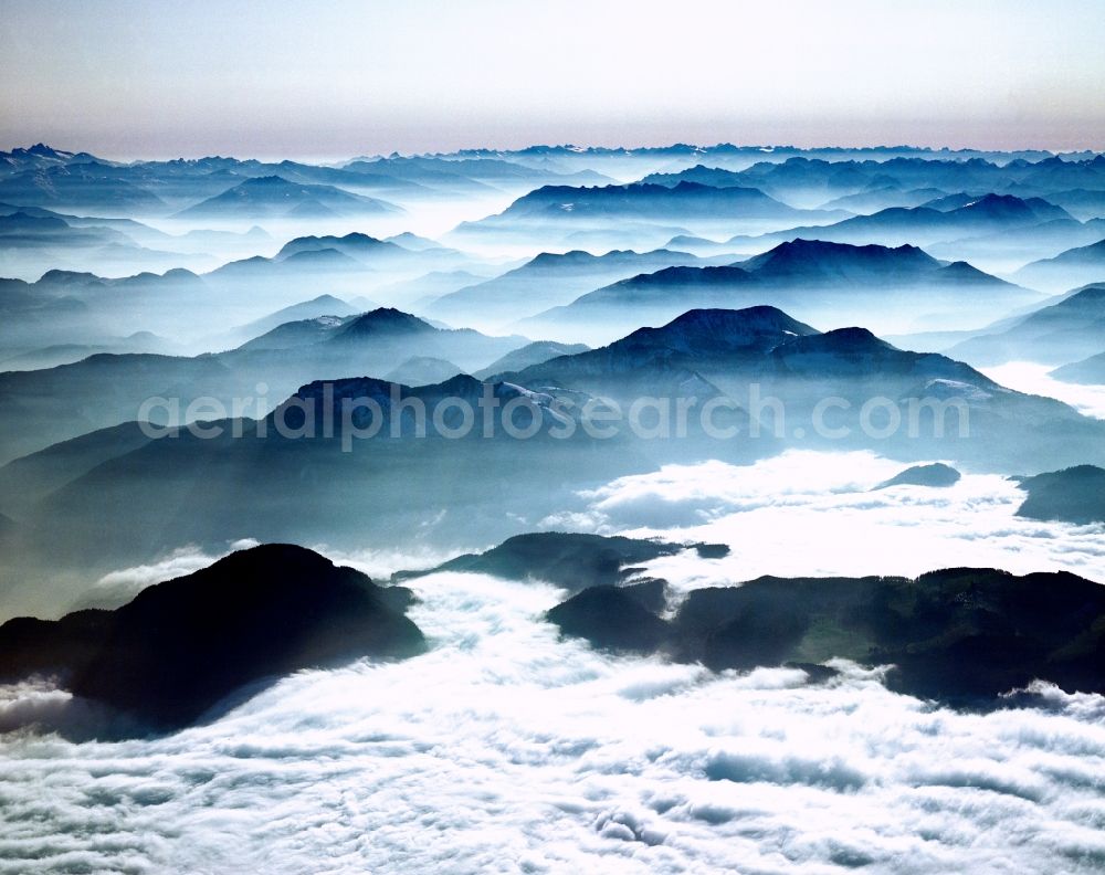 Garmisch-Partenkirchen from the bird's eye view: Wintry snow-covered mountain in the Alps near Garmisch-Partenkirchen in Bavaria