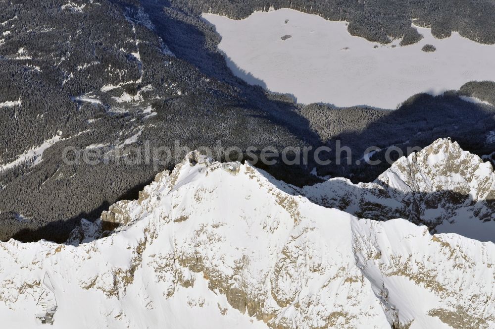 Garmisch-Partenkirchen from above - Massif of the Zugspitze in the Alps near Garmisch-Partenkirchen in Bavaria