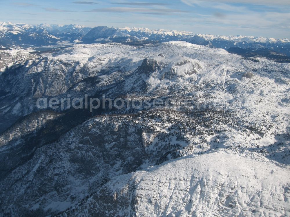 Sankt Johann im Pongau from the bird's eye view: Snow covered mountains in Sankt Johann im Pongau Austria