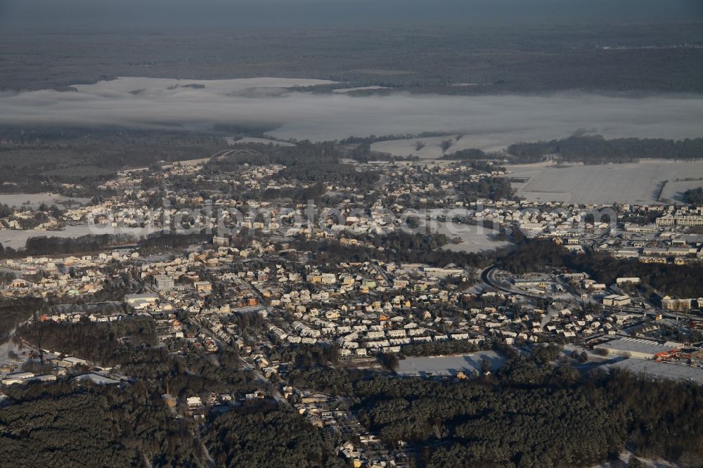 Finowfurt from the bird's eye view: Winterly city view of Finowfurt in the state Brandenburg