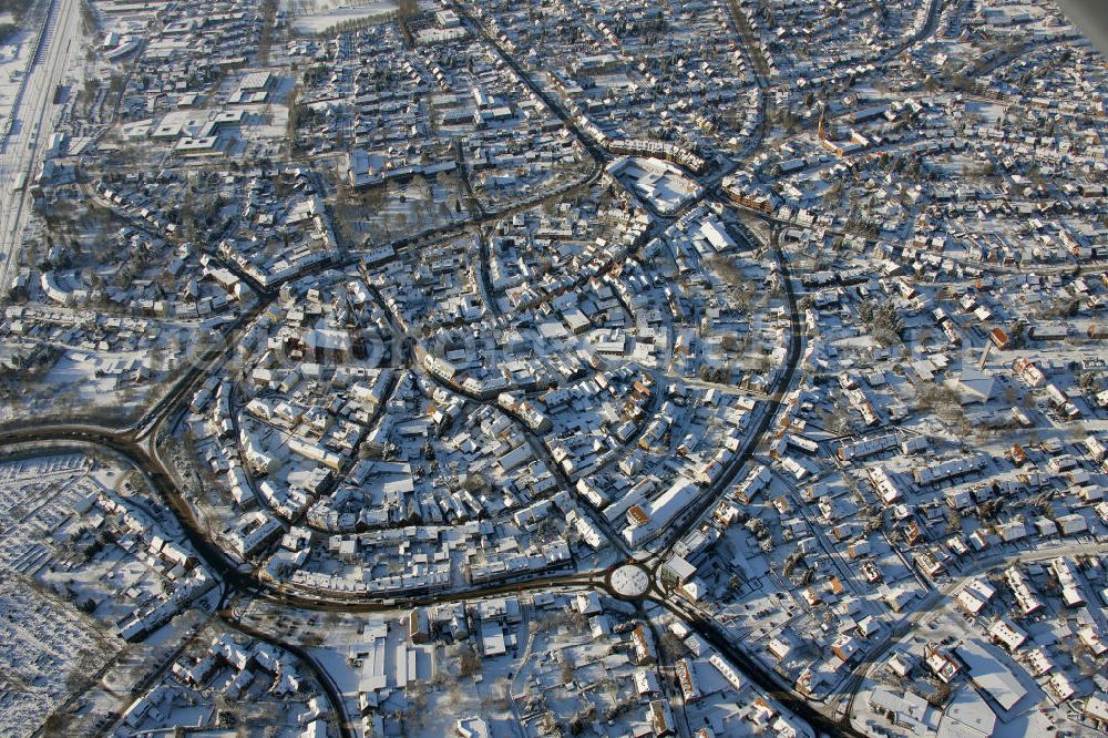 Haltern from above - Blick auf die winterliche Innenstadt von Haltern im nördlichen Ruhrgebiet. Die Stadt gehört zum Kreis Recklinghausen und untersteht dem Regierungsbezirk Münster. View of the wintry inner city of Haltern in the northern Ruhr area. The city belongs to the district of Recklinghausen, reporting to the government district of Münster.