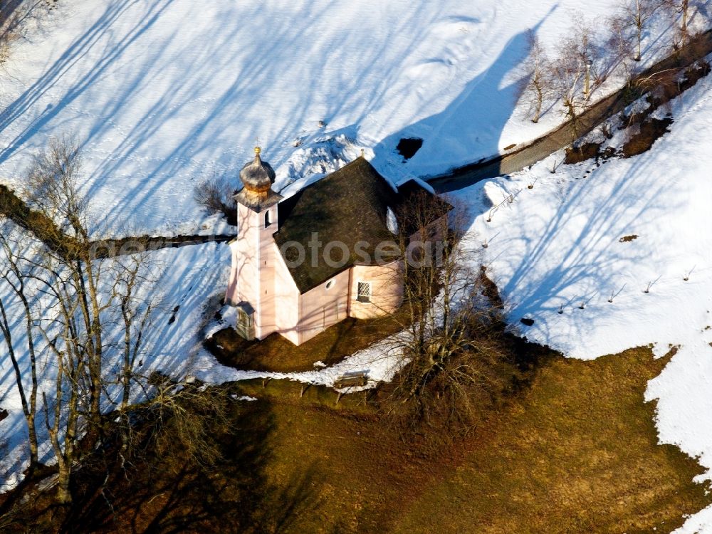 Traunstein from above - The Sparzer chapel near Traunstein in Bavaria